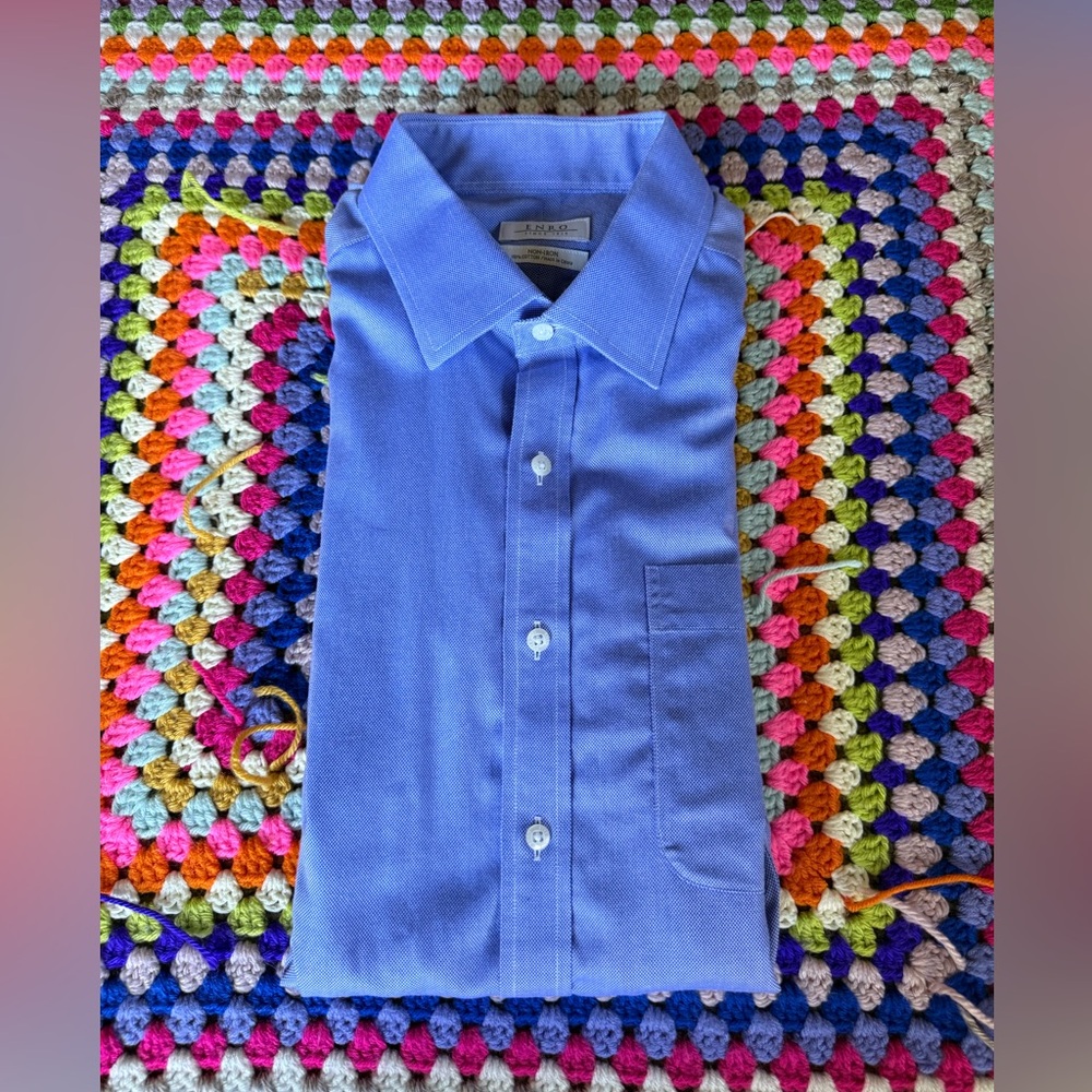 Enro Non-Iron Blue Long Sleeve Dress Shirt